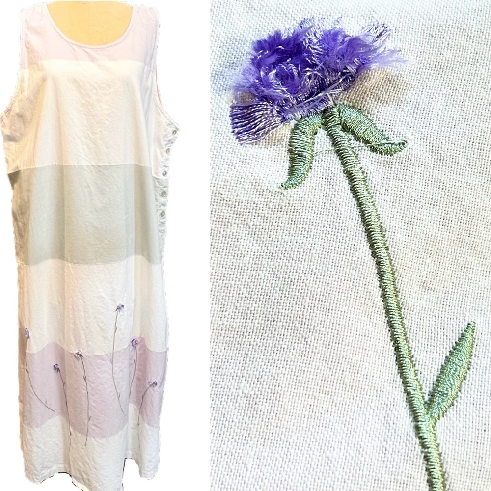 Lemon Grass wildflower chicory lavender sage long maxi jumper dress‎ 100% cotton